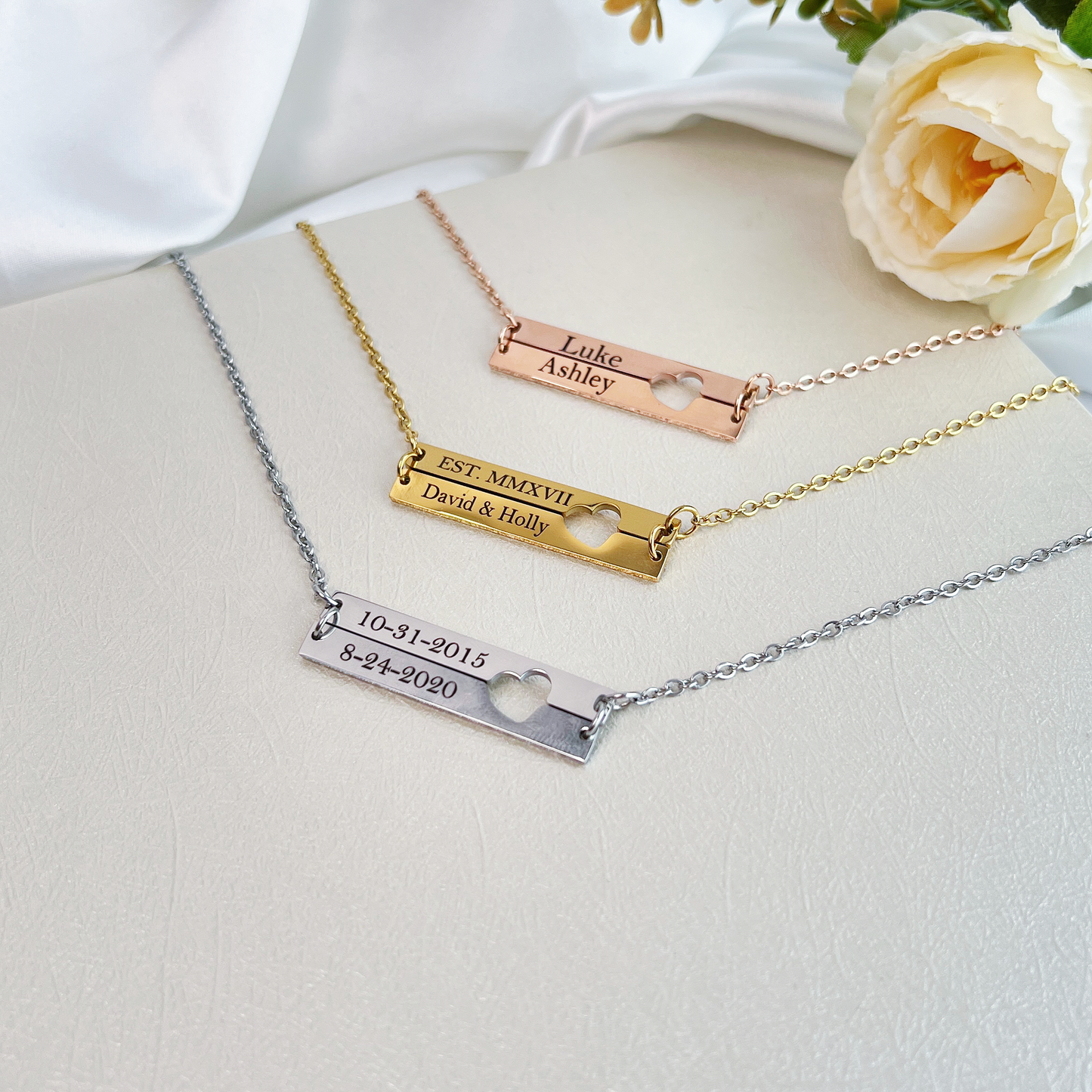 Engraved Double Bar Necklace