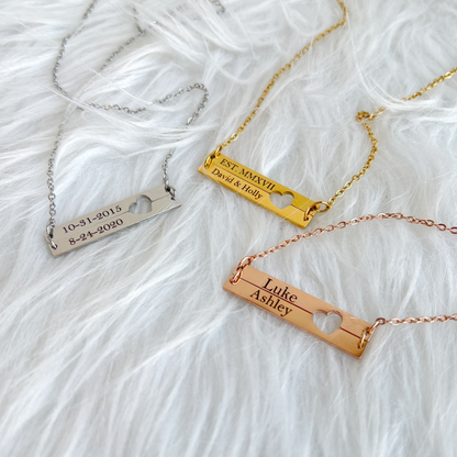 Engraved Double Bar Necklace