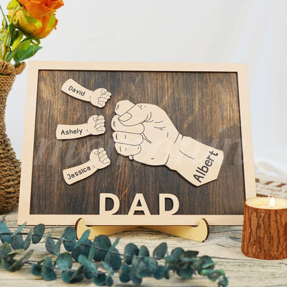 Daddy Grandpa With Kids Fist Bump