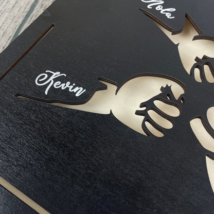 ✊🏻Custom Fist Bump Wooden Sign With LED Lights