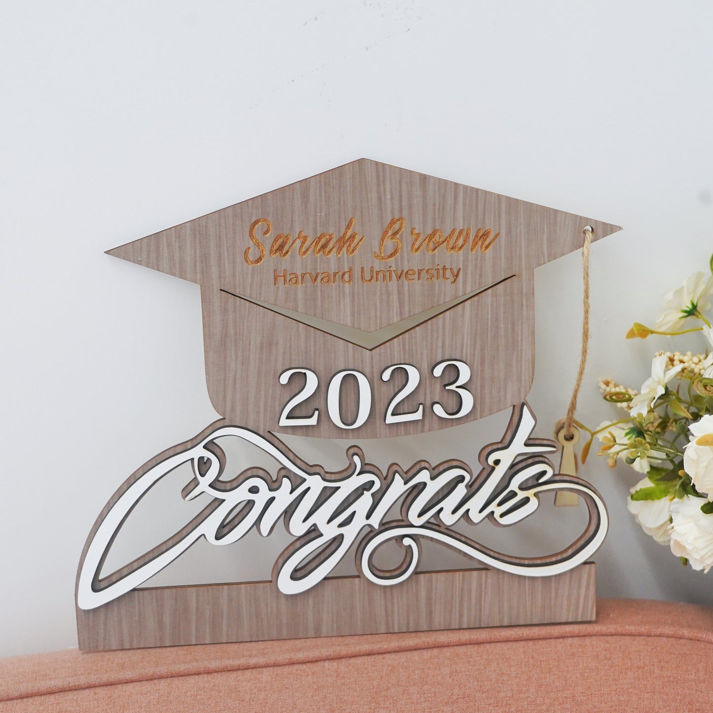 Personalized 2023 Graduation Cap Wood Sign