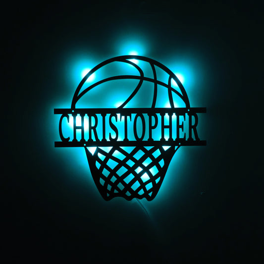 Custom Basketball Network Wooden Sign With LED Lights