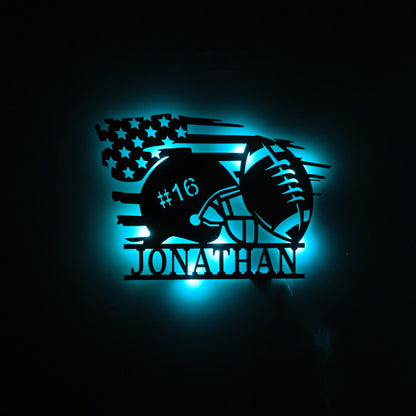 Custom Player Name & Number Wooden Sign With LED Lights
