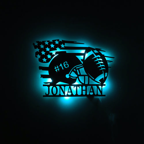Custom Player Name & Number Wooden Sign With LED Lights