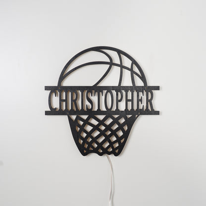 Custom Basketball Network Wooden Sign With LED Lights