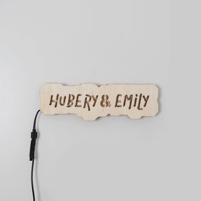 Custom Name Wooden Sign With LED Lights