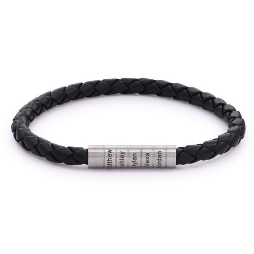 Nevada ﻿Black Braided Leather ﻿Bracelet for Men