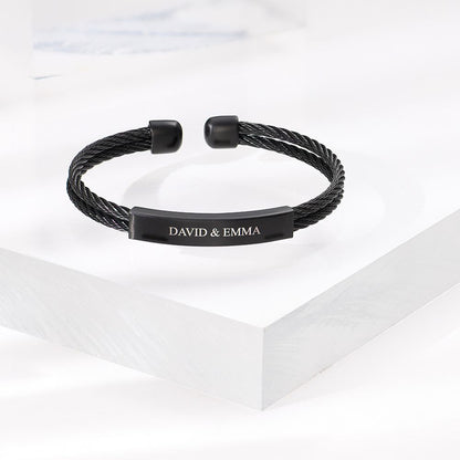 The Leader Personalized Mens Cuff Bracelet in Stainless Steel