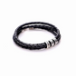 Navigator Braided Leather Bracelet for Men with Small Custom Beads in Silver