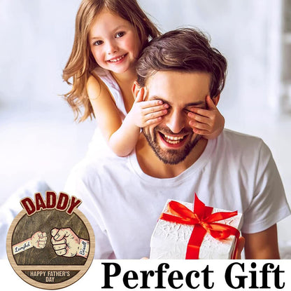 Father's Day-Personalized Fist Bump Wooden Wall Hanging Sign