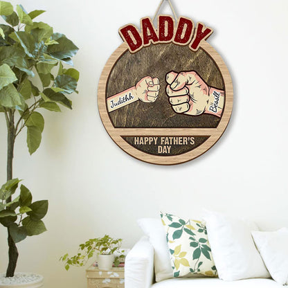 Father's Day-Personalized Fist Bump Wooden Wall Hanging Sign