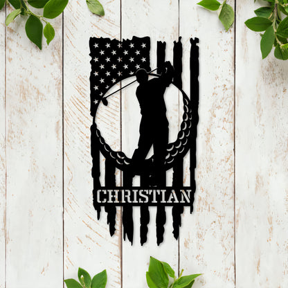 Custom Golfer Wooden Sign With LED Lights