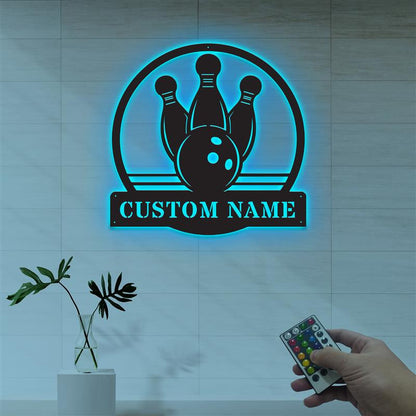 Custom Bowling Wooden Sign With LED Lights