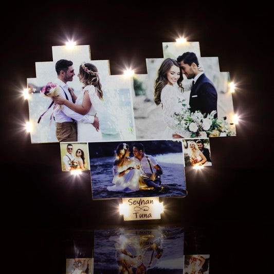 ✨ Custom Heart Shape Photo Collage Lamp with Your Photos