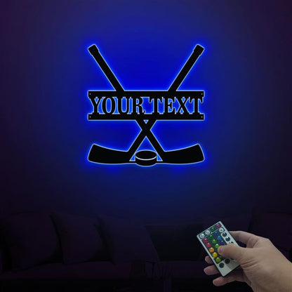 Custom Hockey Sticks Wooden Sign With LED Lights