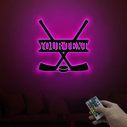 Custom Hockey Sticks Wooden Sign With LED Lights