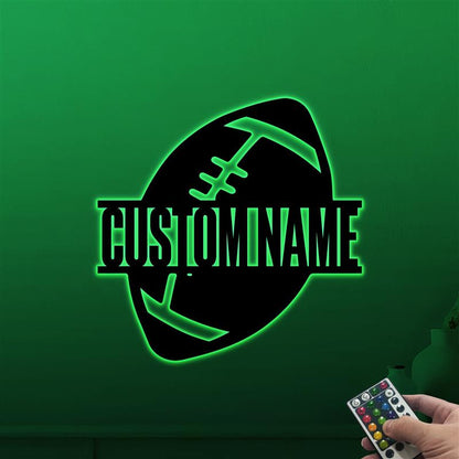 Custom Football Wooden Sign With LED Lights