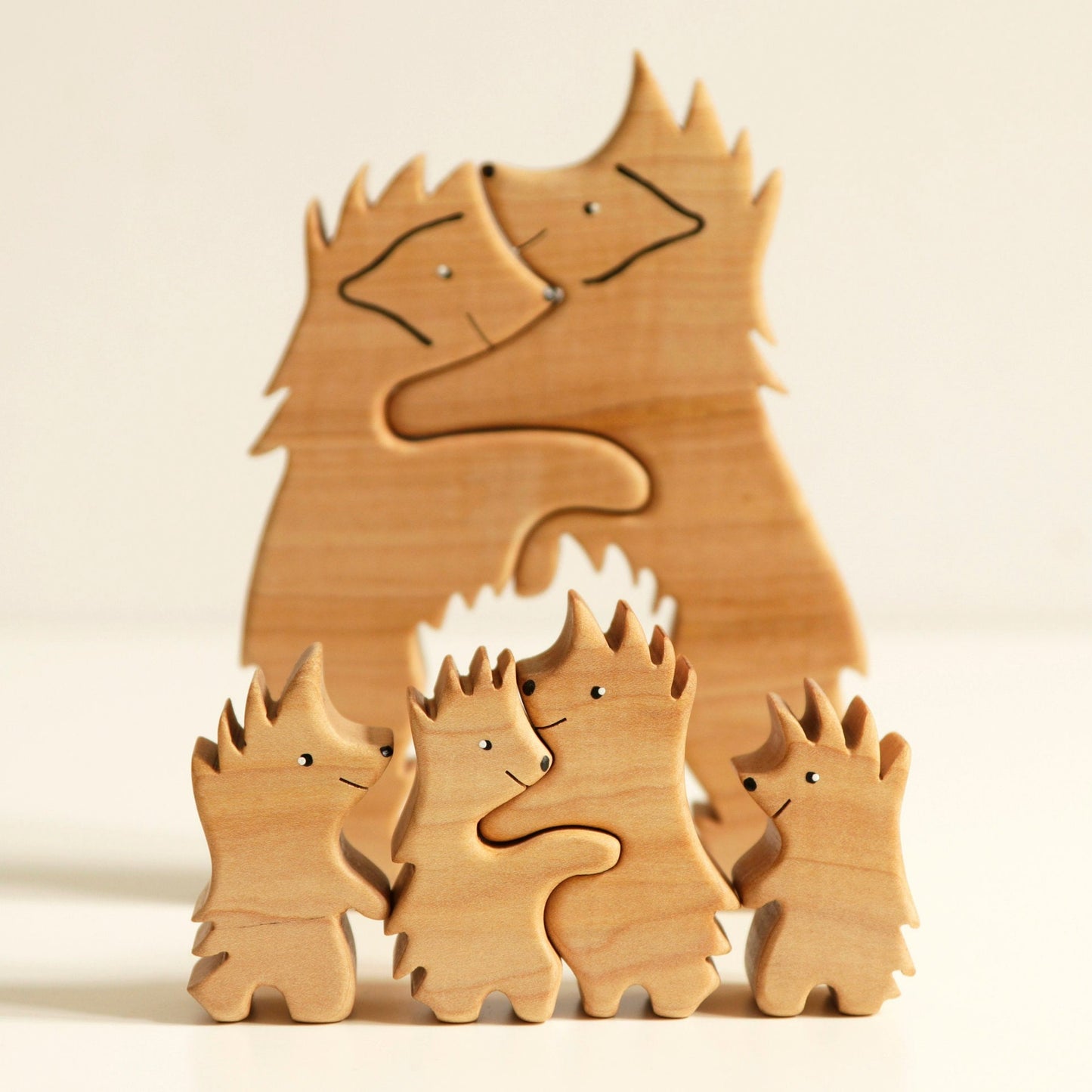 Wooden hedgehogs family puzzle