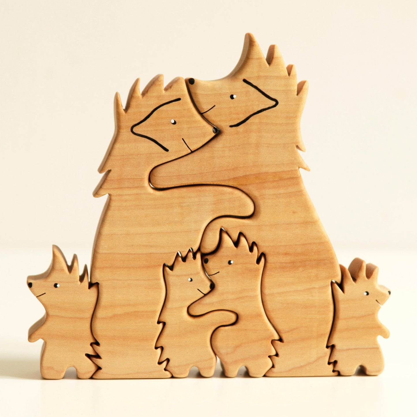 Wooden hedgehogs family puzzle