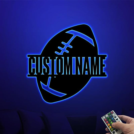 Custom Football Wooden Sign With LED Lights