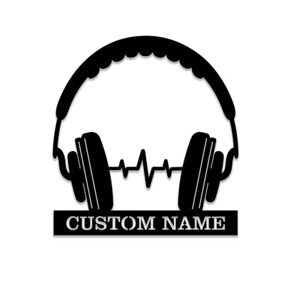 Custom Headphone Wooden Sign With LED Lights