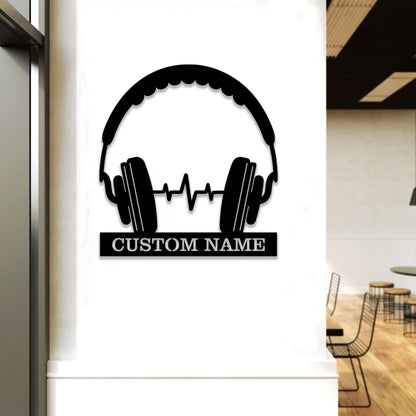 Custom Headphone Wooden Sign With LED Lights