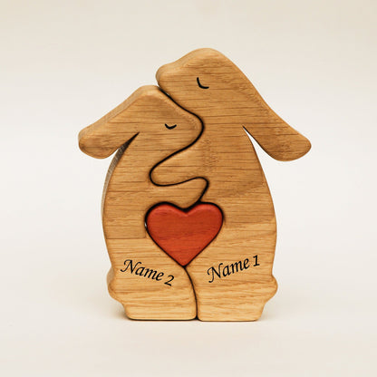 Wooden rabbits family puzzle