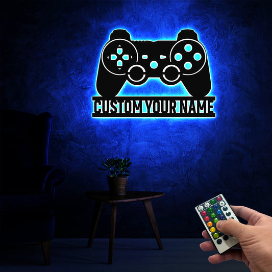 Custom Game Controller Wooden Sign With LED Lights