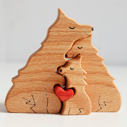 Wooden wolves family puzzle