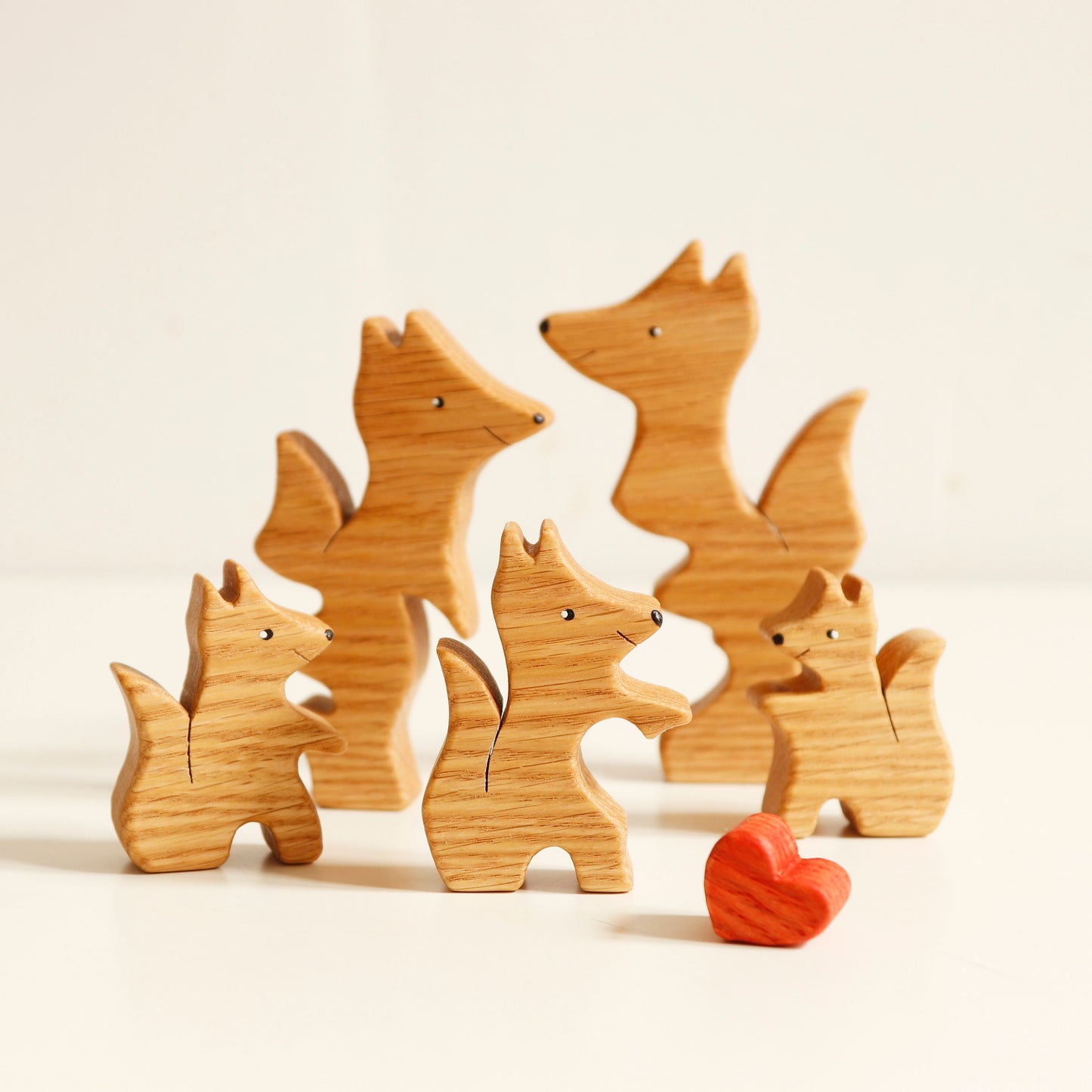Wooden foxes family puzzle