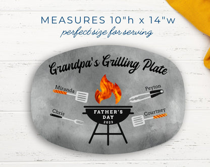 Gift from Grandkids, Personalized Grilling Plate, BBQ Custom Platter