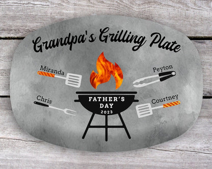 Gift from Grandkids, Personalized Grilling Plate, BBQ Custom Platter