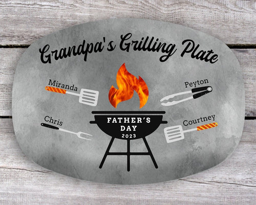 Gift from Grandkids, Personalized Grilling Plate, BBQ Custom Platter
