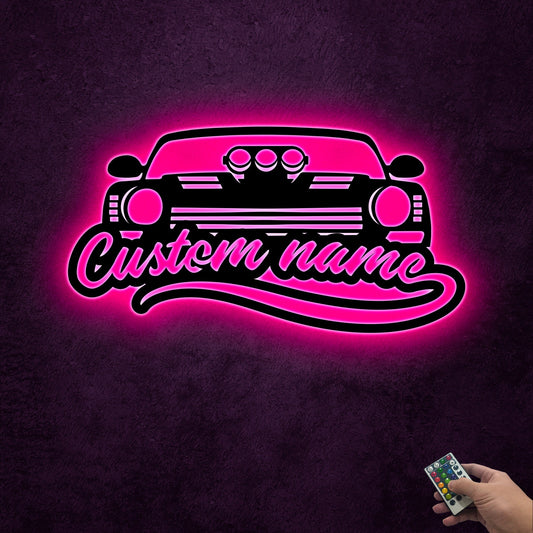 Custom Car Wooden Sign With LED Lights