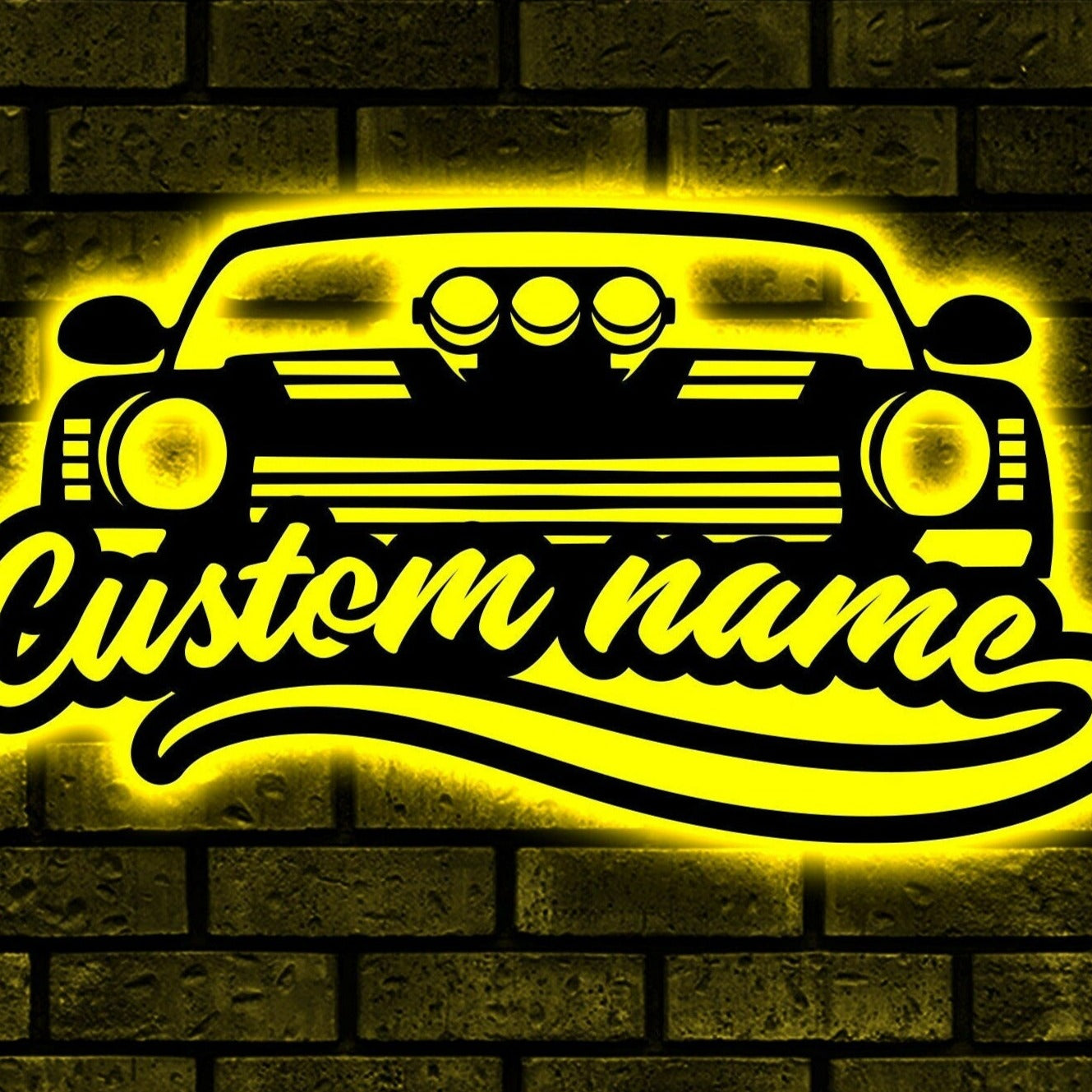 Custom Car Wooden Sign With LED Lights