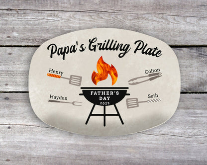 Gift from Grandkids, Personalized Grilling Plate, BBQ Custom Platter