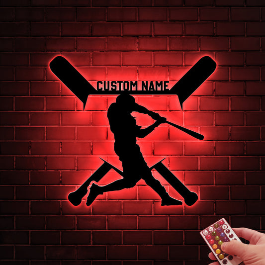 Custom Baseball Bat Wooden Sign With LED Lights