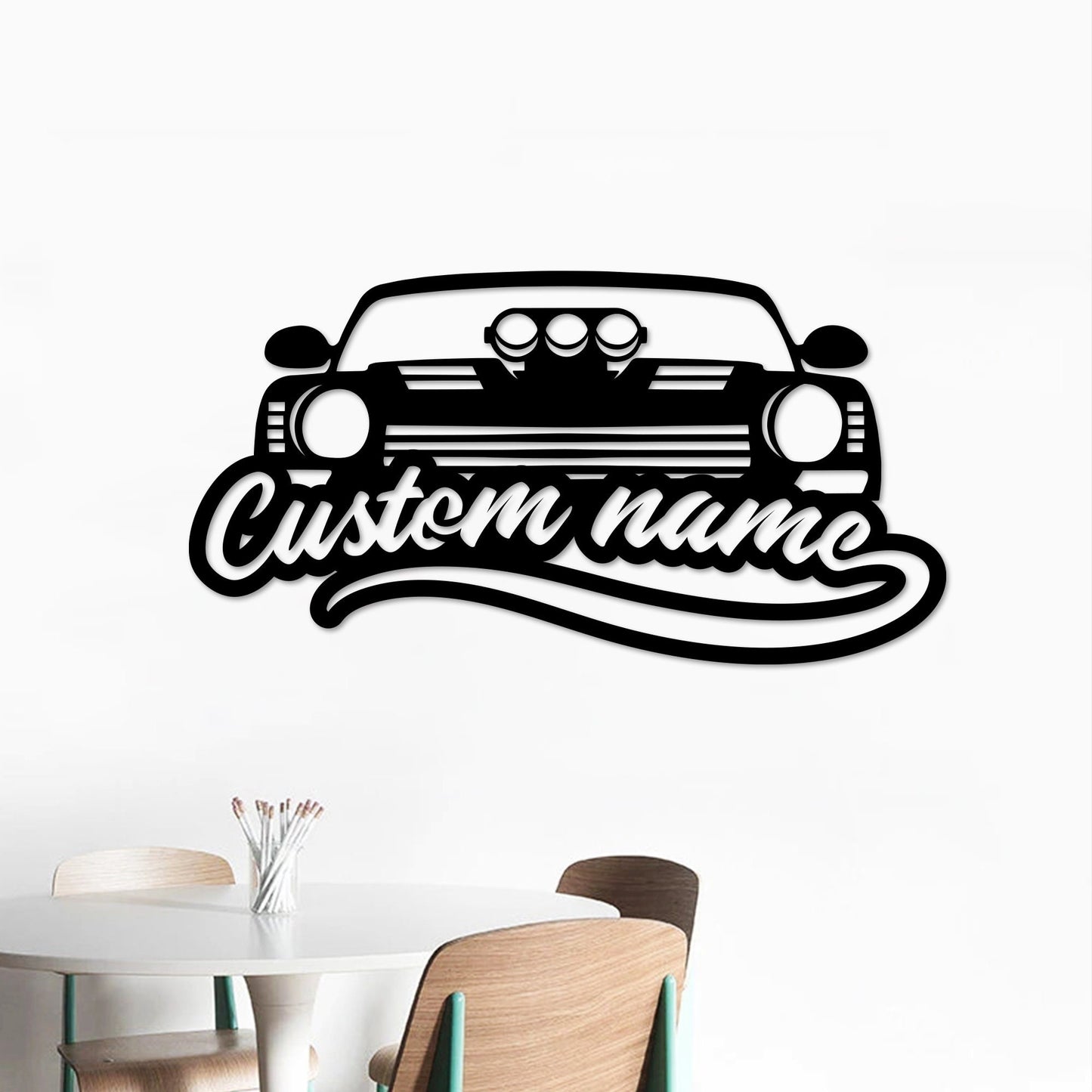 Custom Car Wooden Sign With LED Lights