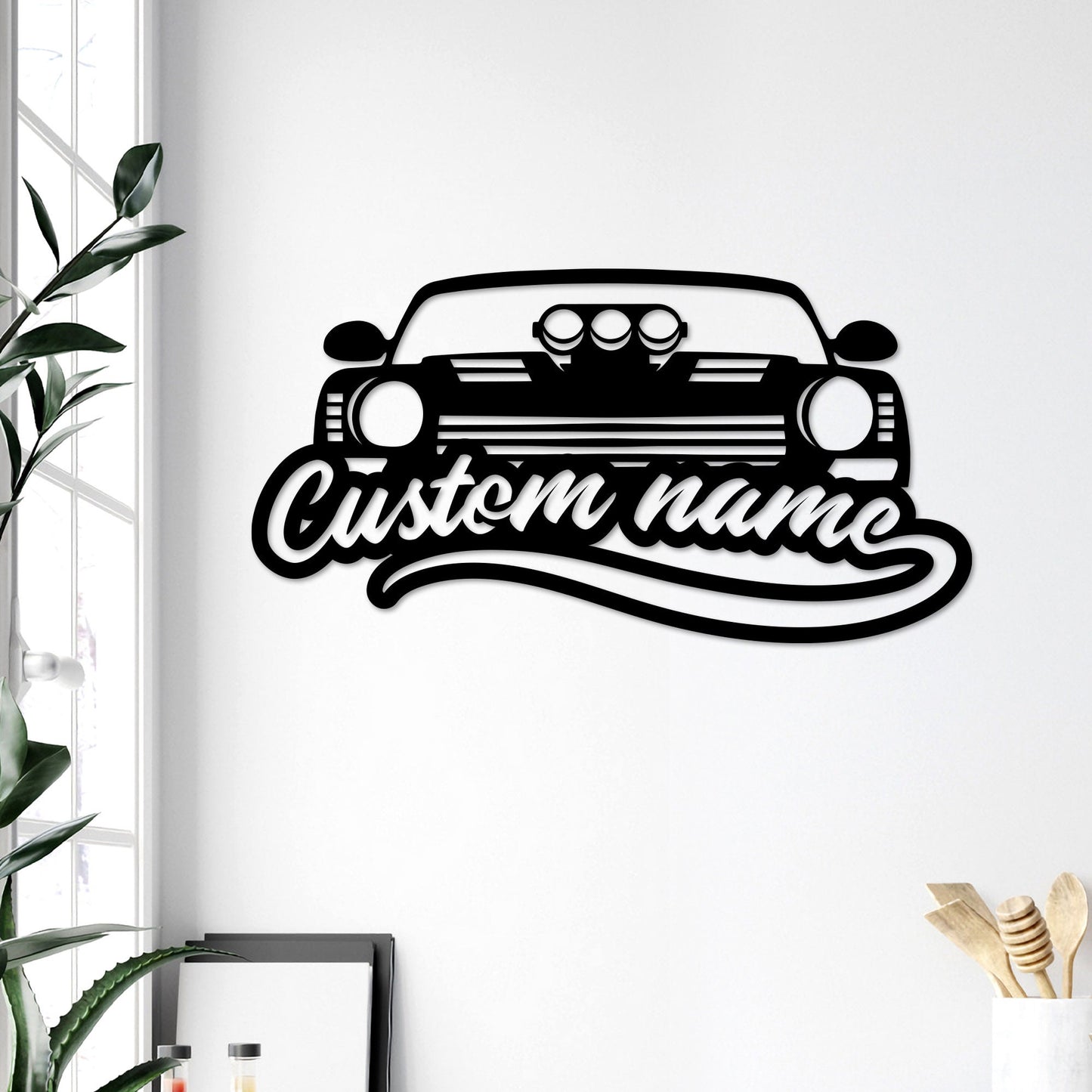 Custom Car Wooden Sign With LED Lights