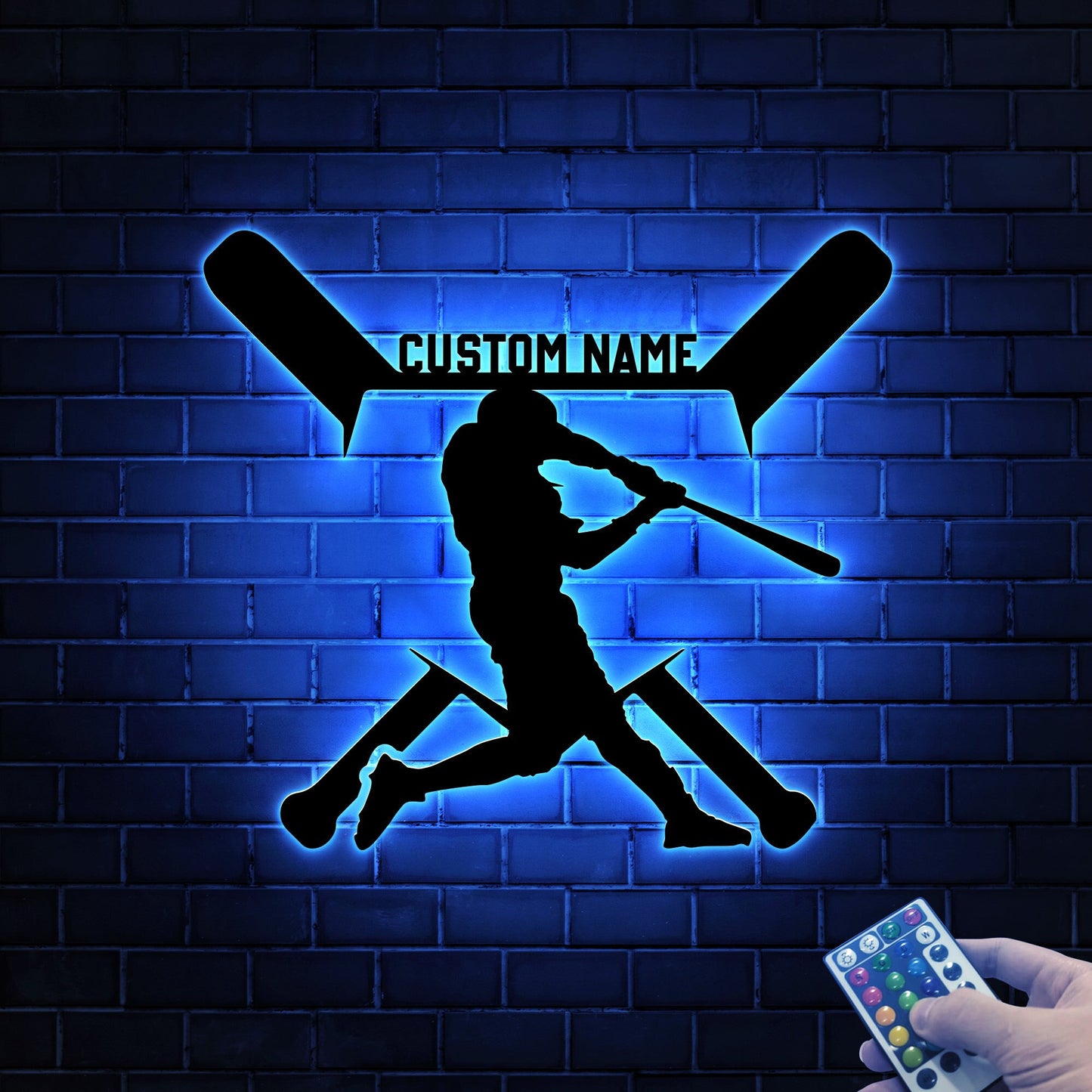 Custom Baseball Bat Wooden Sign With LED Lights