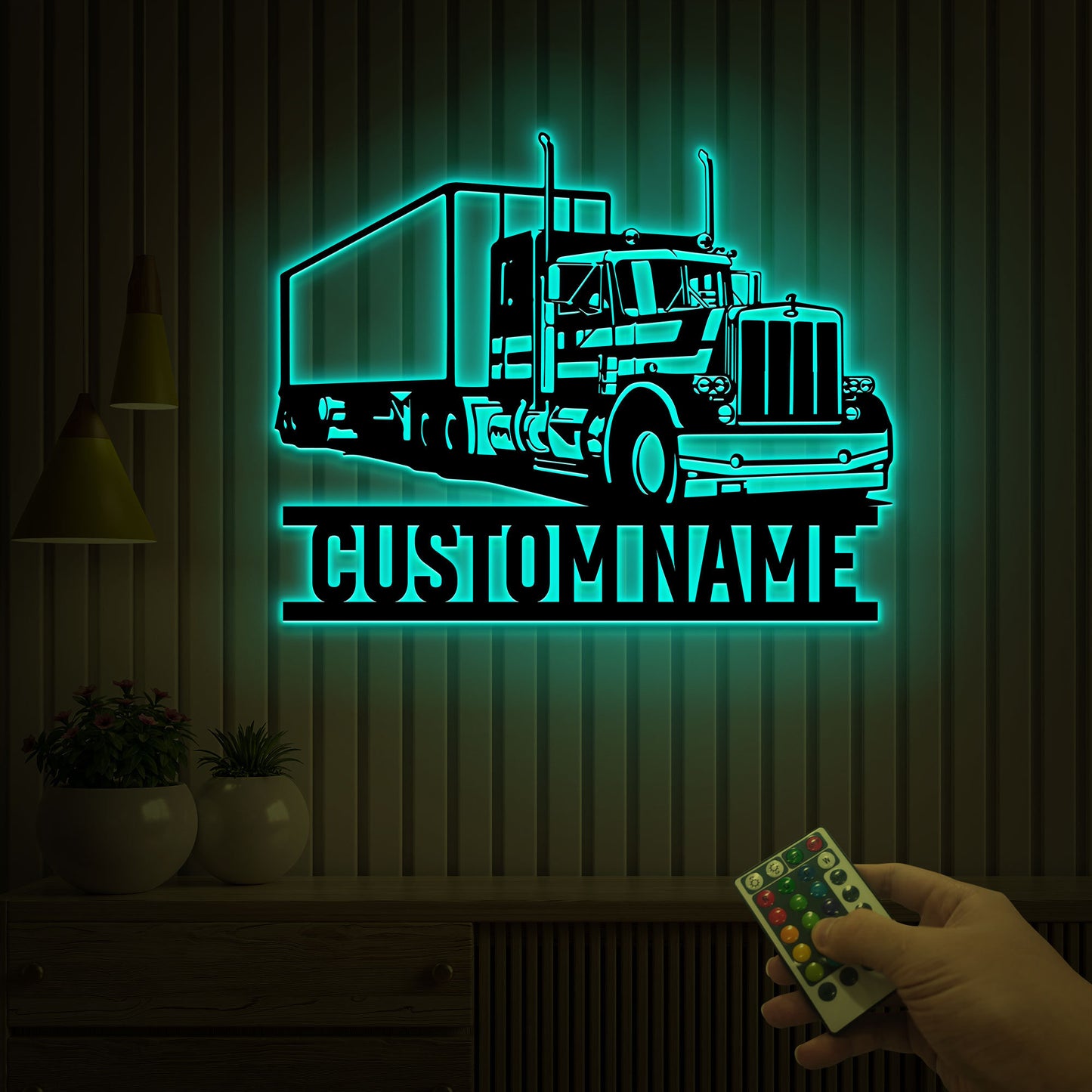 Custom Semi Truck Driver Wooden Sign With LED Lights