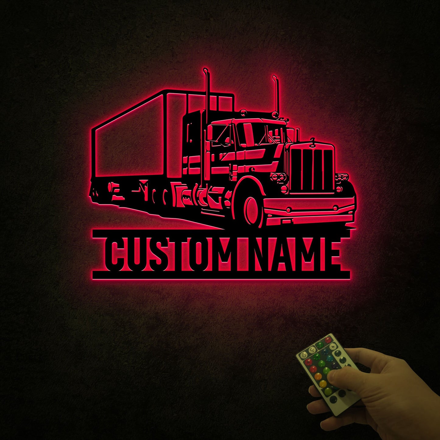 Custom Semi Truck Driver Wooden Sign With LED Lights