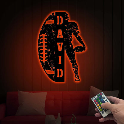 Custom Football Player Name Wooden Sign With LED Lights