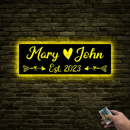 Custom Wedding Anniversary Wooden Sign With LED Lights