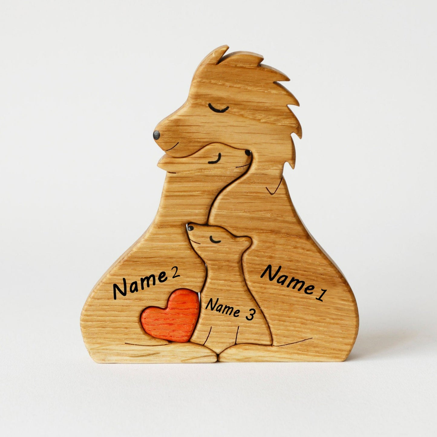 Wooden lion family puzzle