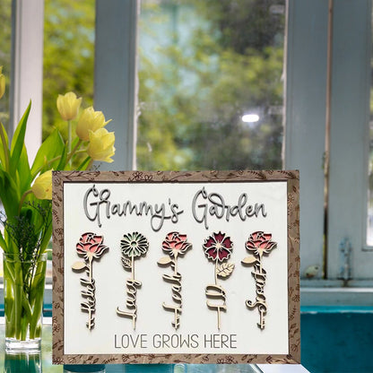 Personalized Birth Flowers Sign Wooden Plaque Gift