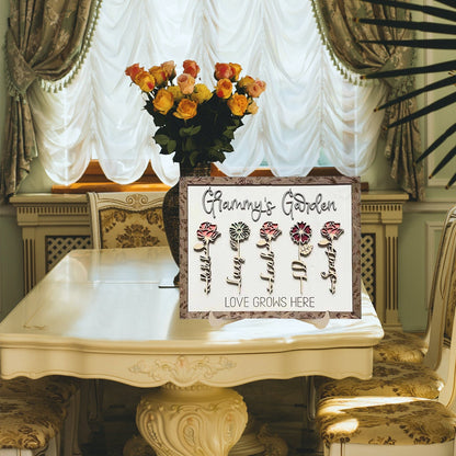 Personalized Birth Flowers Sign Wooden Plaque Gift