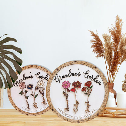 Personalized Birth Flowers Sign Wooden Plaque Gift