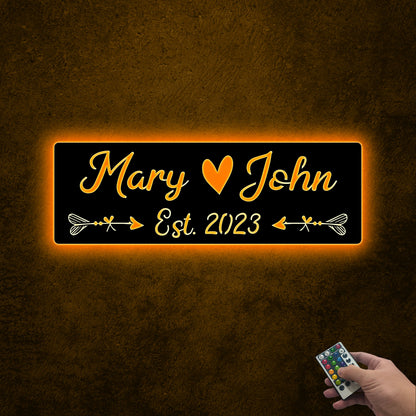 Custom Wedding Anniversary Wooden Sign With LED Lights