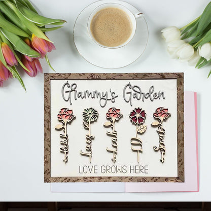 Personalized Birth Flowers Sign Wooden Plaque Gift